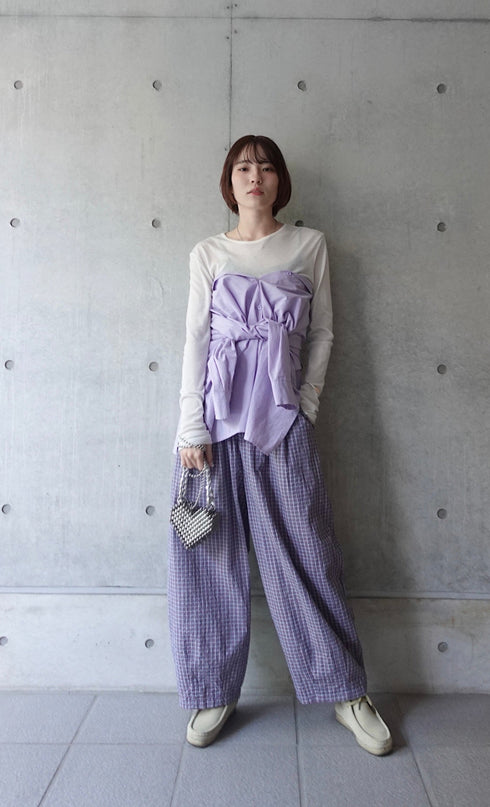 チェックボリュームラフパンツ